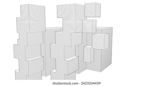 representación 3d del concepto de arquitectura abstracta
