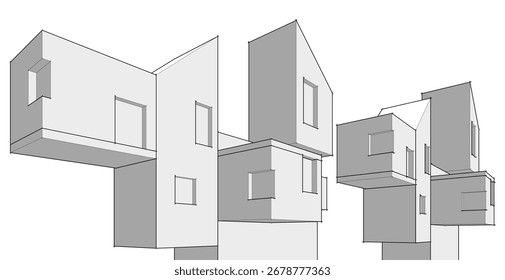 abstrakte Architektur Konzept Gebäude 3D