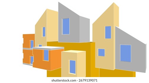abstrakte Architektur Konzept Gebäude 3D