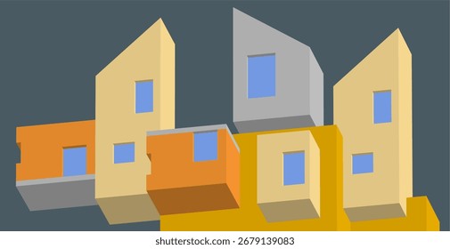 Concepto de arquitectura abstracta de construcción 3D