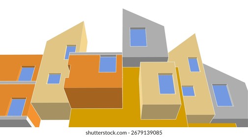 Concepto de arquitectura abstracta de construcción 3D