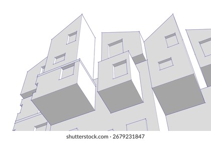 conceito de arquitetura abstrata edifício 3d