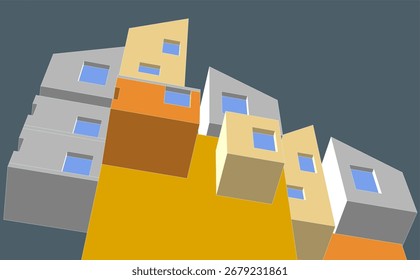 Concepto de arquitectura abstracta de construcción 3D