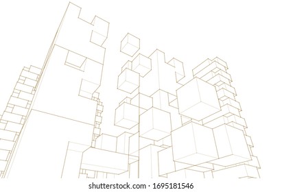 
abstract architecture concept sketch 3d illustration