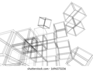 
abstract architecture concept sketch 3d illustration