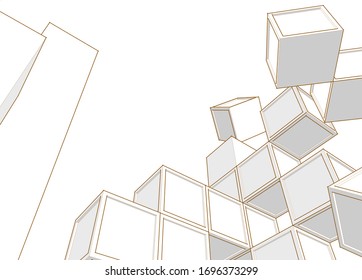 
abstract architecture concept sketch 3d illustration