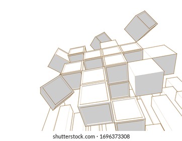
abstract architecture concept sketch 3d illustration