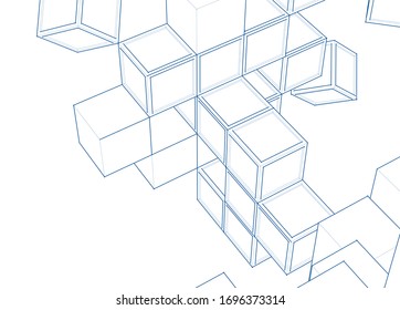 
esbozo de concepto de arquitectura abstracta ilustración 3d