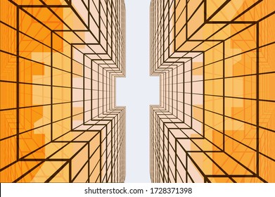 arquitectura abstracta Concepto de ilustración de vector 3d reflejado en urbano