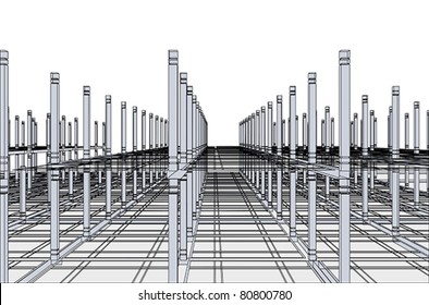 Abstract architecture construction. Vector 3D illustration.