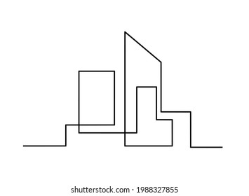 Abstract architecture  as continuous lines drawing on white background. Vector
