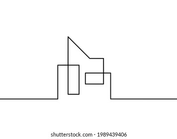 Abstract architecture  as continuous lines drawing on white background. Vector