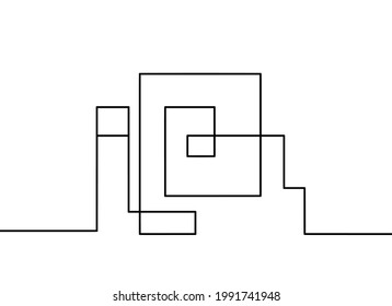 Abstract architecture  as continuous lines drawing on white background. Vector