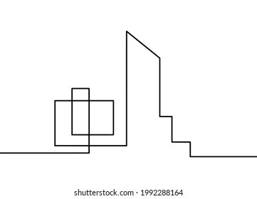 Abstract architecture  as continuous lines drawing on white background. Vector