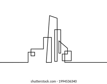 Abstract architecture  as continuous lines drawing on white background. Vector