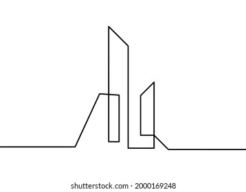 Abstract architecture  as continuous lines drawing on white background. Vector