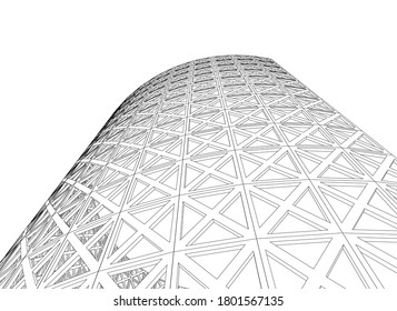 abstract architecture cylinder 3d illustration