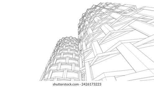 Abstrakte Architektur zylindrisches Gebäude 3D