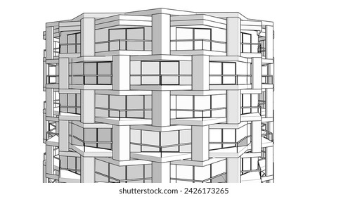 abstract architecture cylindrical building 3d