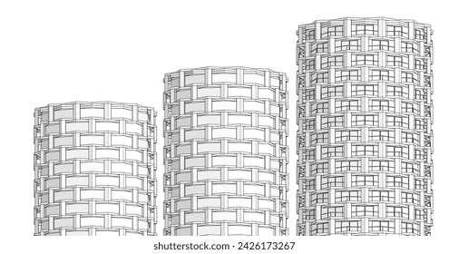 abstract architecture cylindrical building 3d