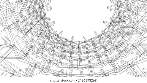 abstract architecture cylindrical building 3d