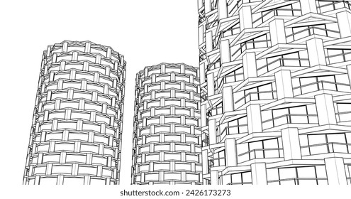 abstract architecture cylindrical building 3d