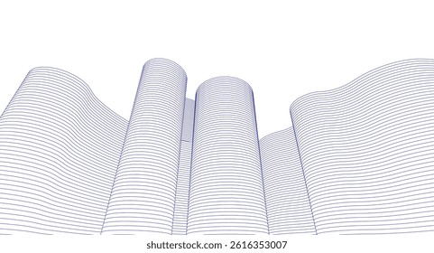 abstract architecture cylindrical shapes 3d