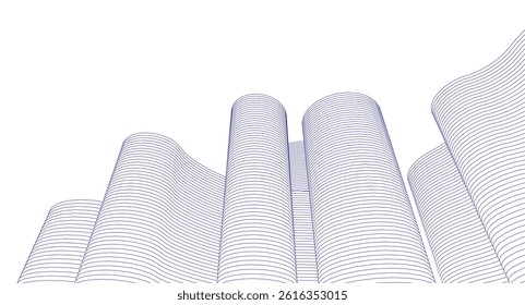 abstract architecture cylindrical shapes 3d