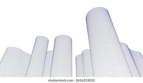 abstract architecture cylindrical shapes 3d