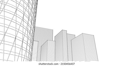abstract architecture cylindrical tower 3d rendering