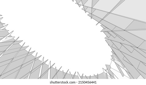 abstract architecture cylindrical tower 3d rendering