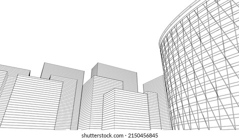 abstract architecture cylindrical tower 3d rendering