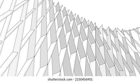 arquitectura abstracta torre cilíndrica 3d representación