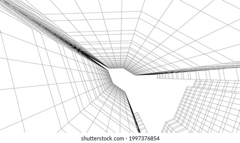 diseño de arquitectura abstracta dibujo 3d 