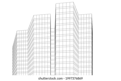 abstract architecture design 3d drawing 