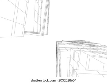 abstract architecture design 3d drawing 