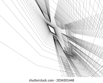 diseño de arquitectura abstracta dibujo 3d 