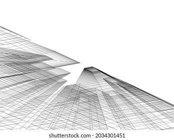 abstract architecture design 3d drawing 