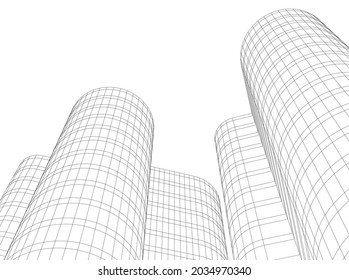 abstract architecture design 3d drawing 