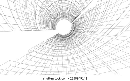 Abstract architecture design 3d drawing