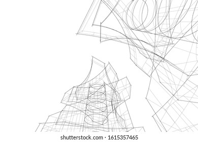 abstract architecture design 3d illustration