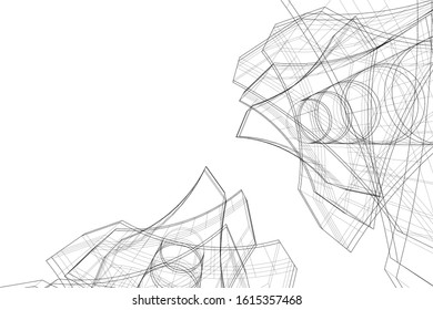 abstract architecture design 3d illustration