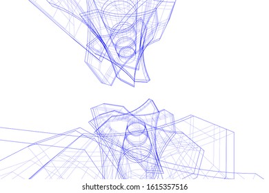 abstract architecture design 3d illustration