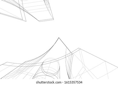 abstract architecture design 3d illustration