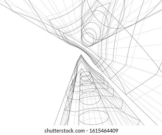 abstract architecture design 3d illustration