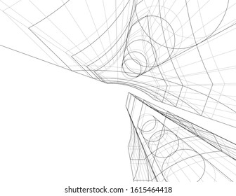abstract architecture design 3d illustration