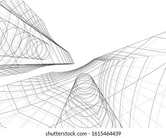 abstract architecture design 3d illustration