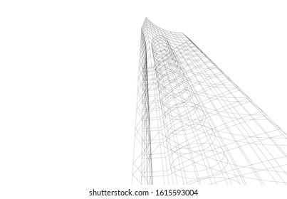 abstract architecture design 3d illustration