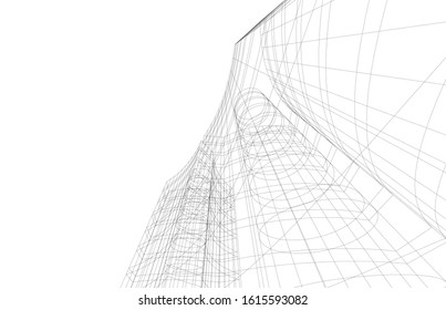 abstract architecture design 3d illustration