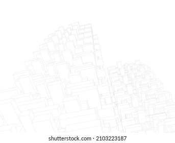 Diseño de arquitectura abstracta ilustración 3d